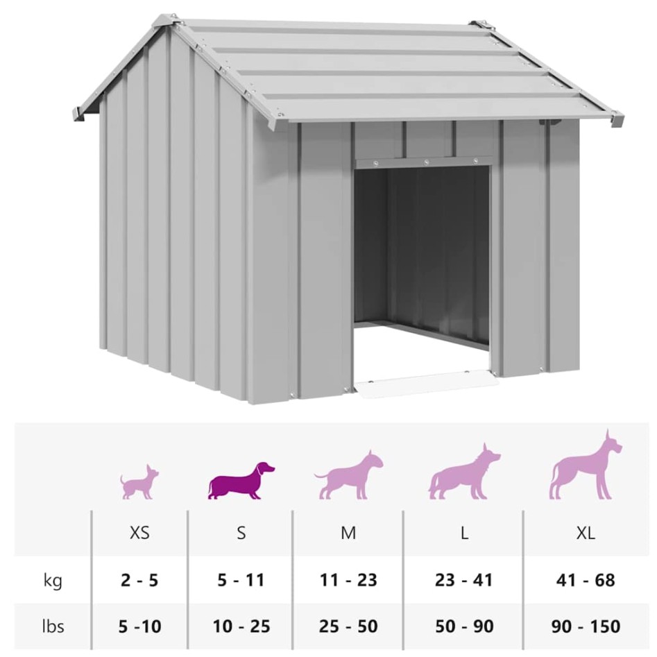 Caseta para perros con techo acero galvanizado 85x107x81