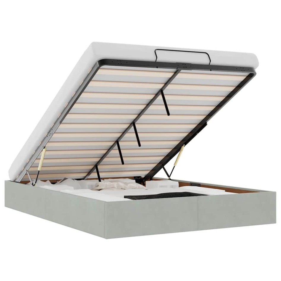 Estructura cama otomana sin colchón gris claro