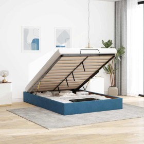 Estructura de cama otomana sin colchón azul oscuro 140x200