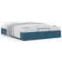 Estructura de cama otomana sin colchón terciopelo azul