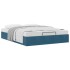 Estructura de cama otomana sin colchón terciopelo azul
