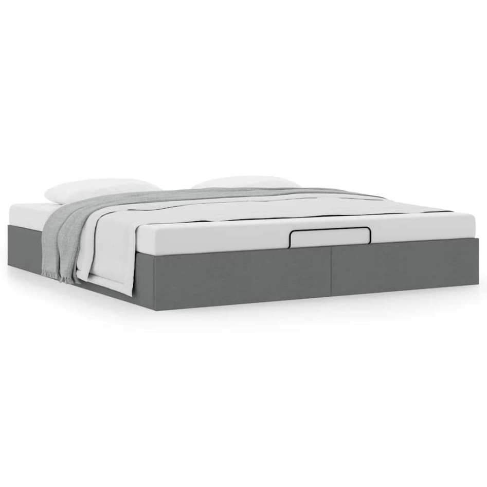 Estructura de cama otomana sin colchón gris oscuro 200x200