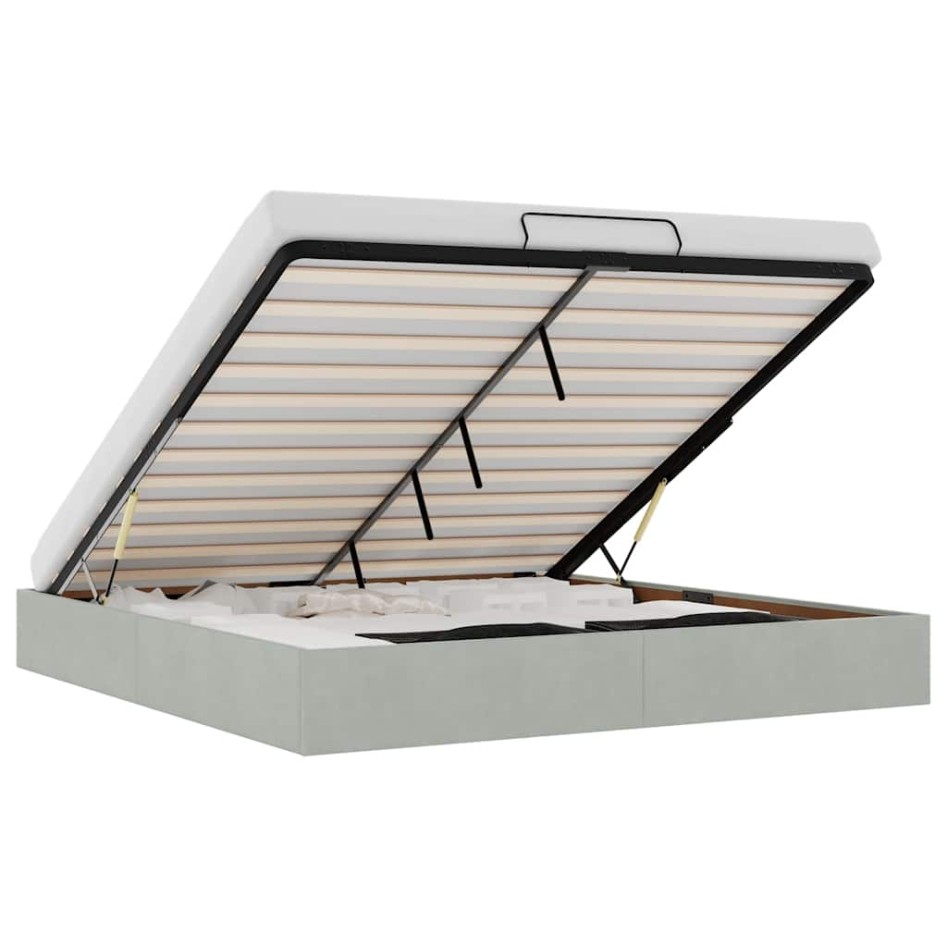 Estructura de cama otomana sin colchón gris claro