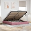 Estructura cama otomana sin colchón terciopelo rosa 200x200 cm