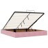 Estructura cama otomana sin colchón terciopelo rosa 200x200