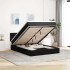 Estructura de cama otomana con colchón terciopelo