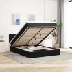 Estructura de cama otomana con colchón terciopelo negro