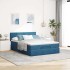 Estructura de cama otomana con colchón terciopelo azul