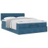 Estructura de cama otomana con colchón terciopelo azul
