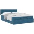 Estructura de cama otomana con colchón azul oscuro 140x200