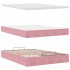 Estructura cama otomana con colchón terciopelo rosa 140x190