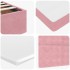 Estructura cama otomana con colchón terciopelo rosa 140x190