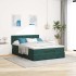 Estructura cama otomana colchón terciopelo verde