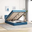 Estructura de cama otomana con colchón terciopelo azul oscuro