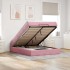Estructura cama otomana colchón terciopelo rosa