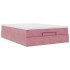 Estructura cama otomana colchón terciopelo rosa