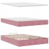 Estructura cama otomana colchón terciopelo rosa