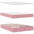 Estructura cama otomana colchón terciopelo rosa