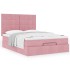 Estructura cama otomana colchones terciopelo rosa