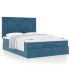 Estructura de cama otomana con colchones terciopelo azul