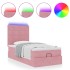 Estructura cama otomana con colchones terciopelo rosa