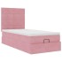 Estructura cama otomana colchones terciopelo rosa