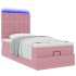 Estructura cama otomana colchones terciopelo rosa