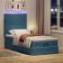 Estructura de cama otomana colchones terciopelo azul