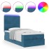 Estructura de cama otomana colchones terciopelo azul