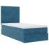 Estructura de cama otomana colchones terciopelo azul