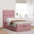 Estructura de cama otomana colchones terciopelo rosa
