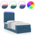 Estructura de cama otomana colchones terciopelo azul