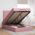 Estructura de cama otomana colchones terciopelo rosa