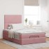 Estructura de cama otomana colchones terciopelo rosa
