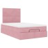 Estructura de cama otomana colchones terciopelo rosa