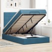 Estructura de cama otomana colchones terciopelo azul oscuro