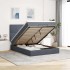 Estructura cama otomana colchones terciopelo gris