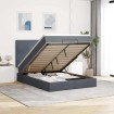 Estructura cama otomana colchones terciopelo gris oscuro