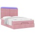 Estructura cama otomana con colchones terciopelo rosa