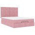 Estructura cama otomana con colchones terciopelo rosa