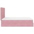 Estructura cama otomana con colchones terciopelo rosa