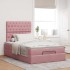 Estructura de cama otomana colchones terciopelo rosa