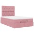 Estructura de cama otomana colchones terciopelo rosa