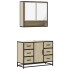 Set de muebles de baño 2 pzas madera contrachapada roble