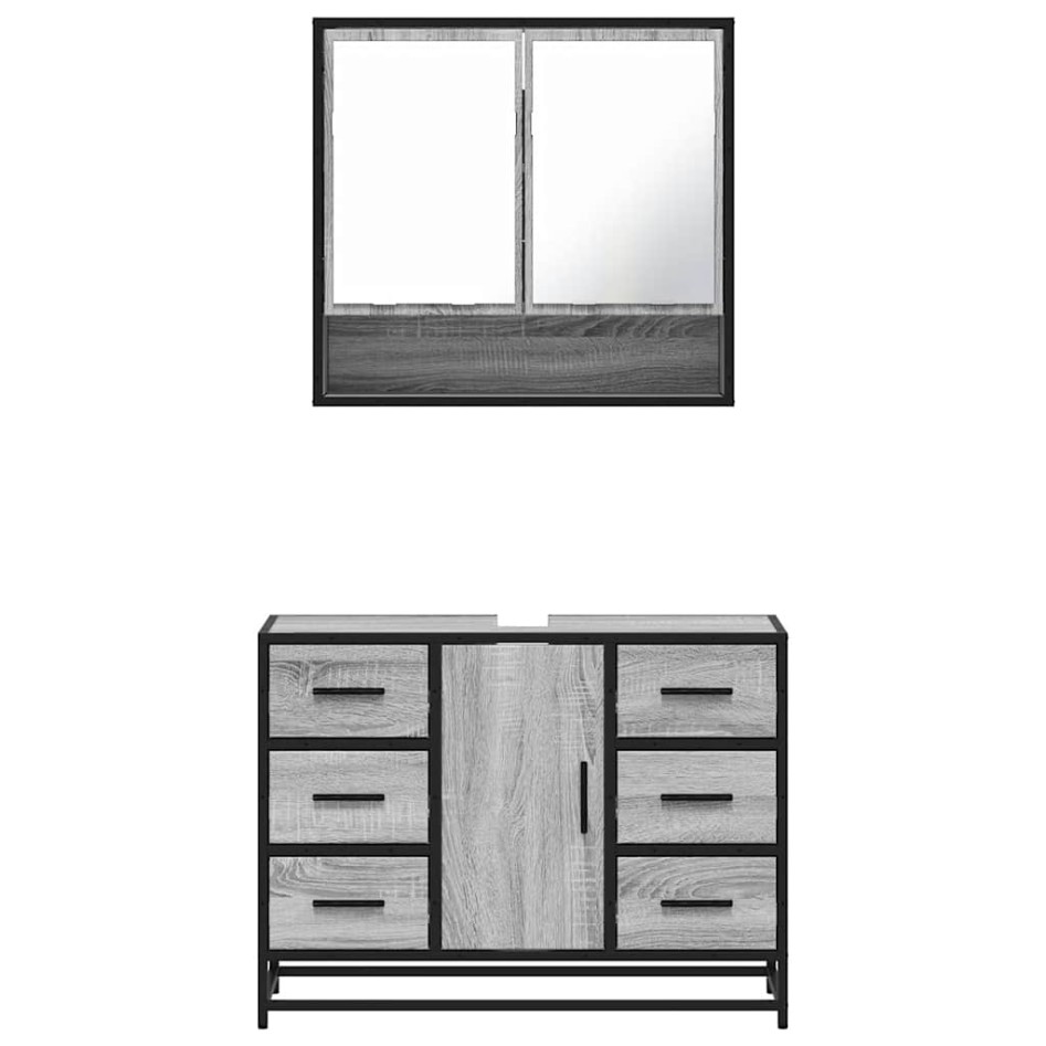 Set de muebles de baño 2 pzas madera contrachapada gris