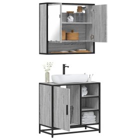 Set de muebles de baño 2 pzas madera contrachapada gris