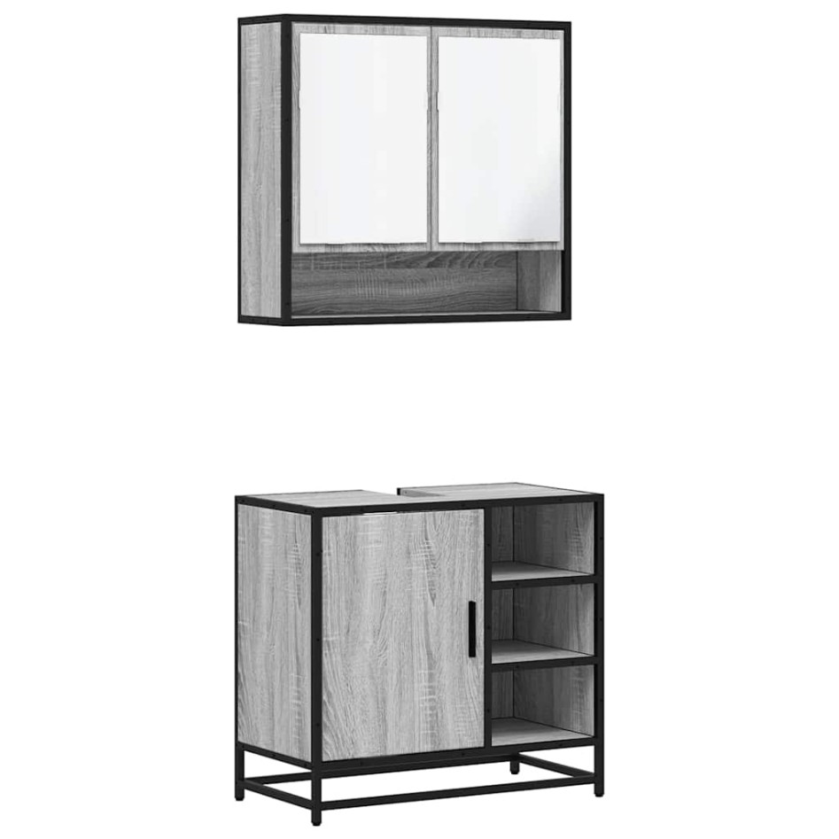 Set de muebles de baño 2 pzas madera contrachapada gris