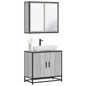 Set de muebles de baño 2 pzas madera contrachapada gris