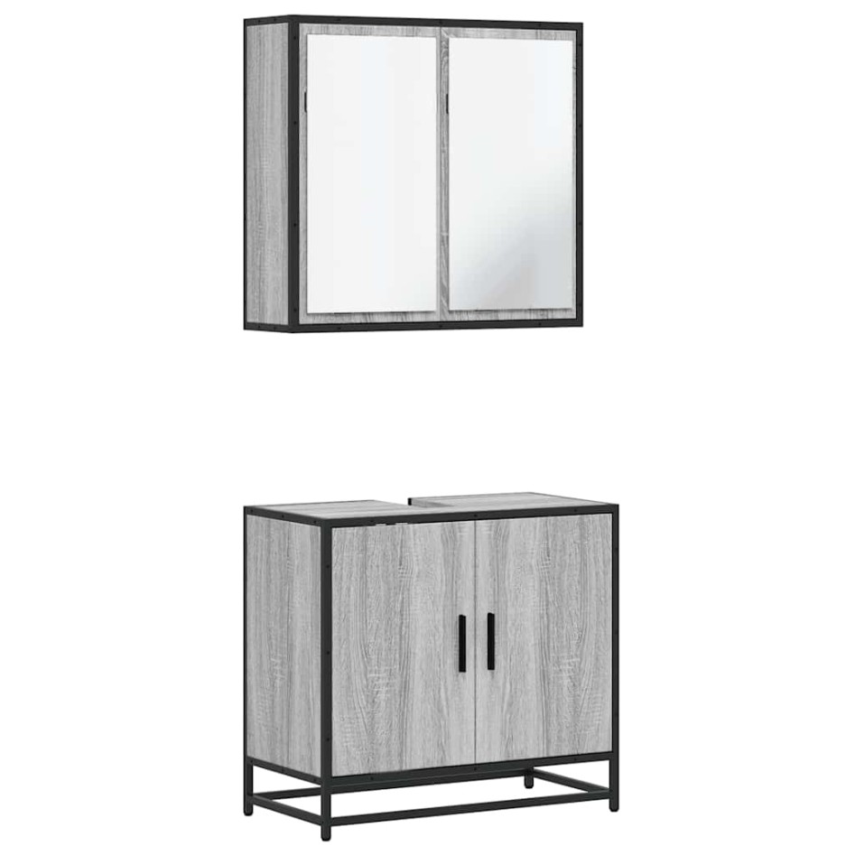Set de muebles de baño 2 pzas madera contrachapada gris