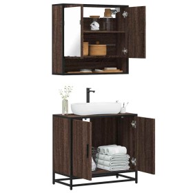 Set de muebles baño 2 pzas madera contrachapada marrón